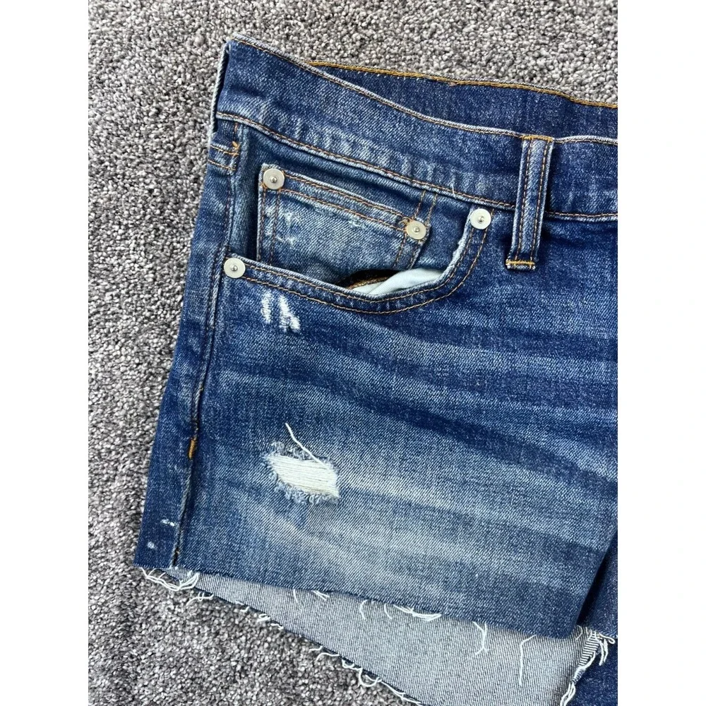 Madewell Womens Slim Boyjean Denim Cutoff‎ Shorts Size 28 Distressed Frayed Hem